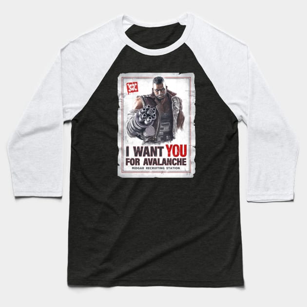 Barret Wallace Wants You for Avalanche Baseball T-Shirt by jlaser